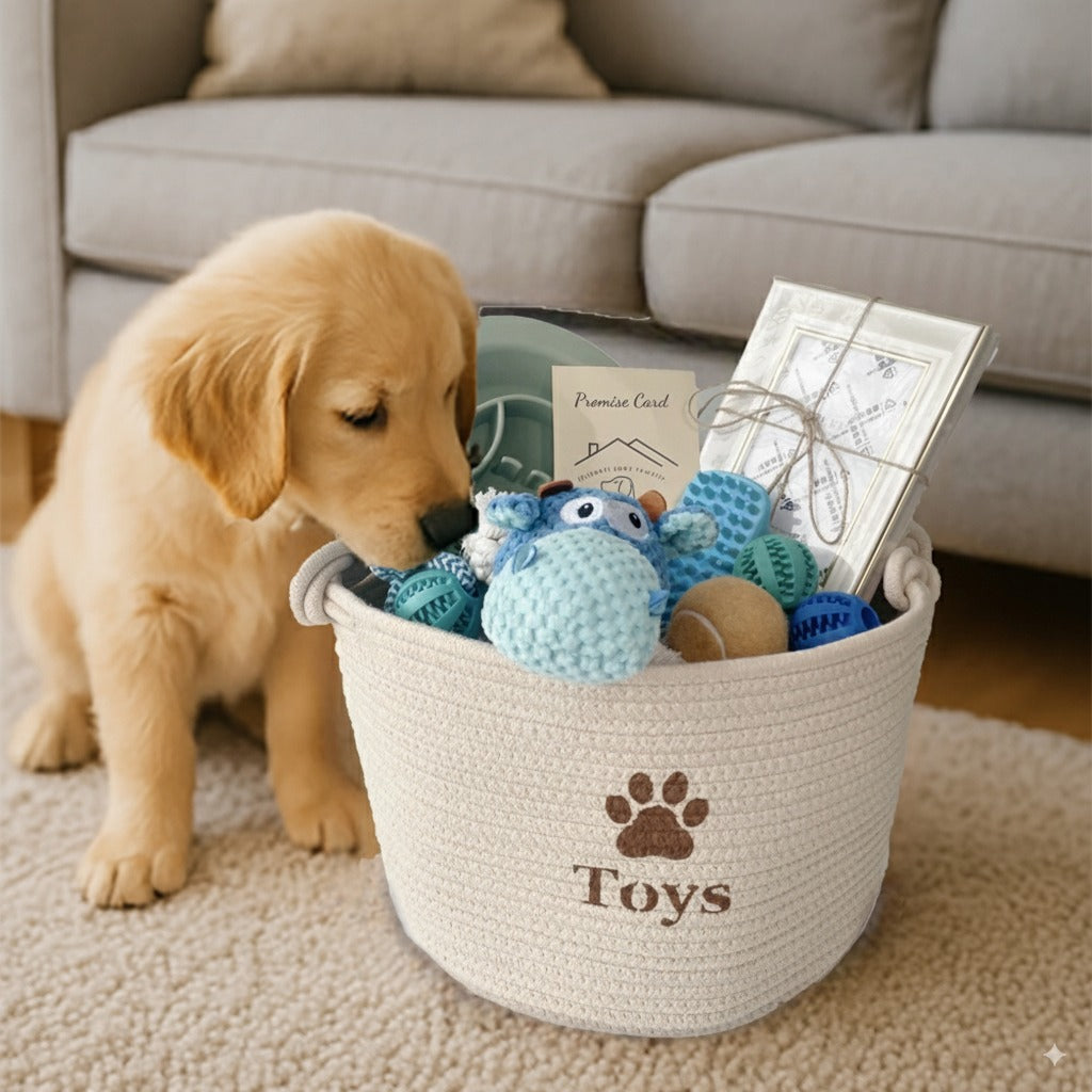 Dog Welcome Gift Kit – 10-Piece New Puppy Gift Basket for Welcoming Home a Dog