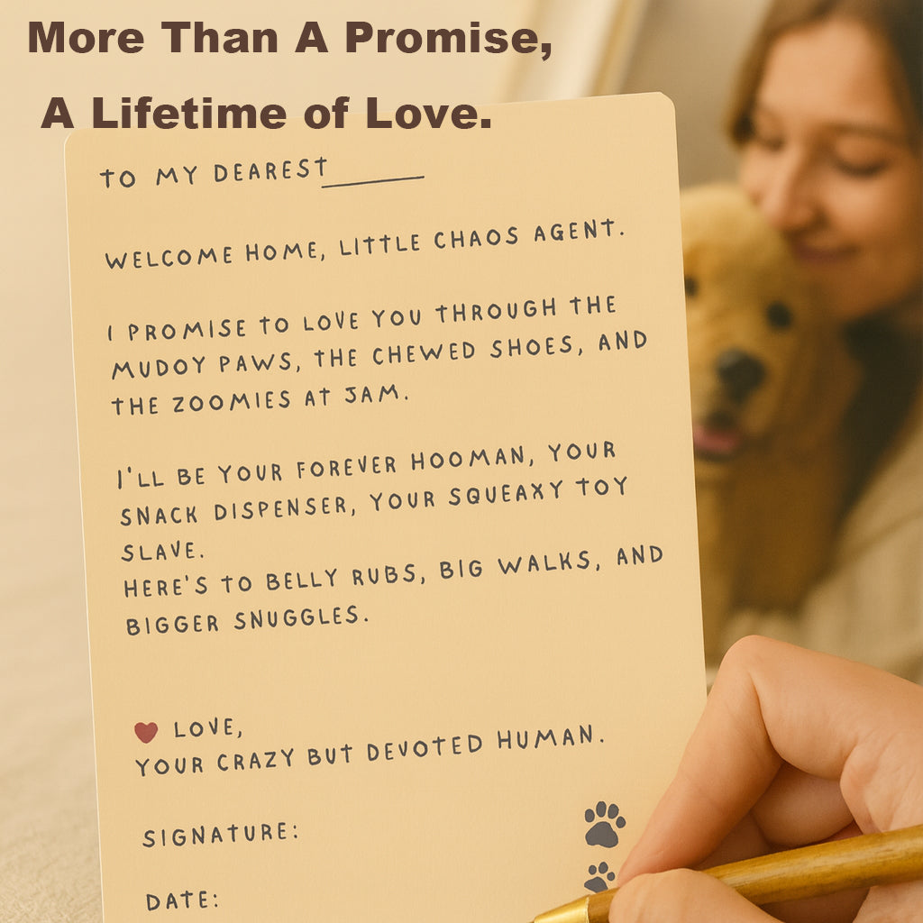 Nopikku Sweet Home Pet Welcome Gift Box – Keepsake Set for New Dog Owners with Bandana, Paw Print Name Tag, Promise Card & Photo Frame