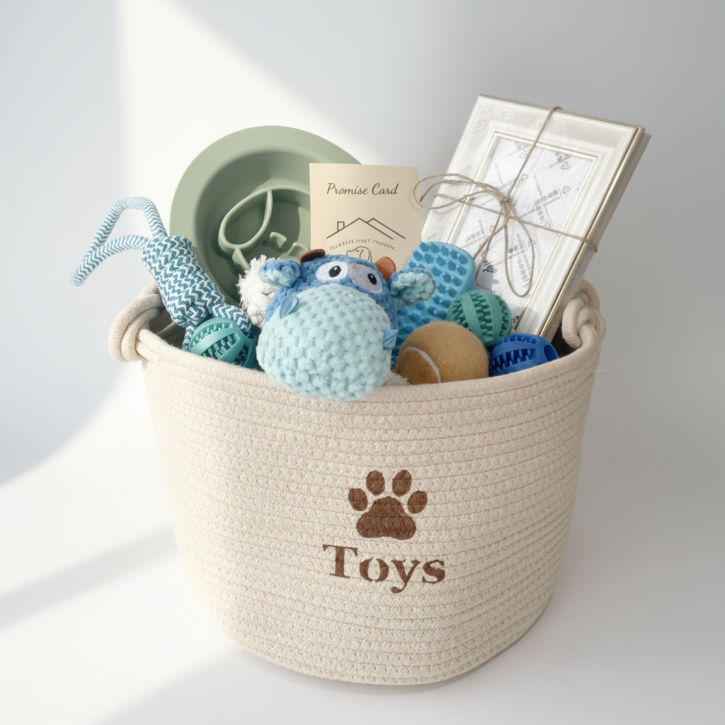Dog Welcome Gift Kit – 10-Piece New Puppy Gift Basket for Welcoming Home a Dog